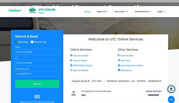 Uttarakhand State Road Transport Corporation: Booking